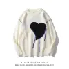 Autumn and winter handcrafted heart-shaped men's round-neck knitted sweaters, women's ins trendy couple outfits, short-sleeved laid-back style coats Specification image